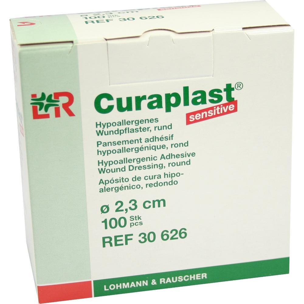 Grüne Packung mit hypoallergenen runden Pflastern der Größe 2,3 cm.